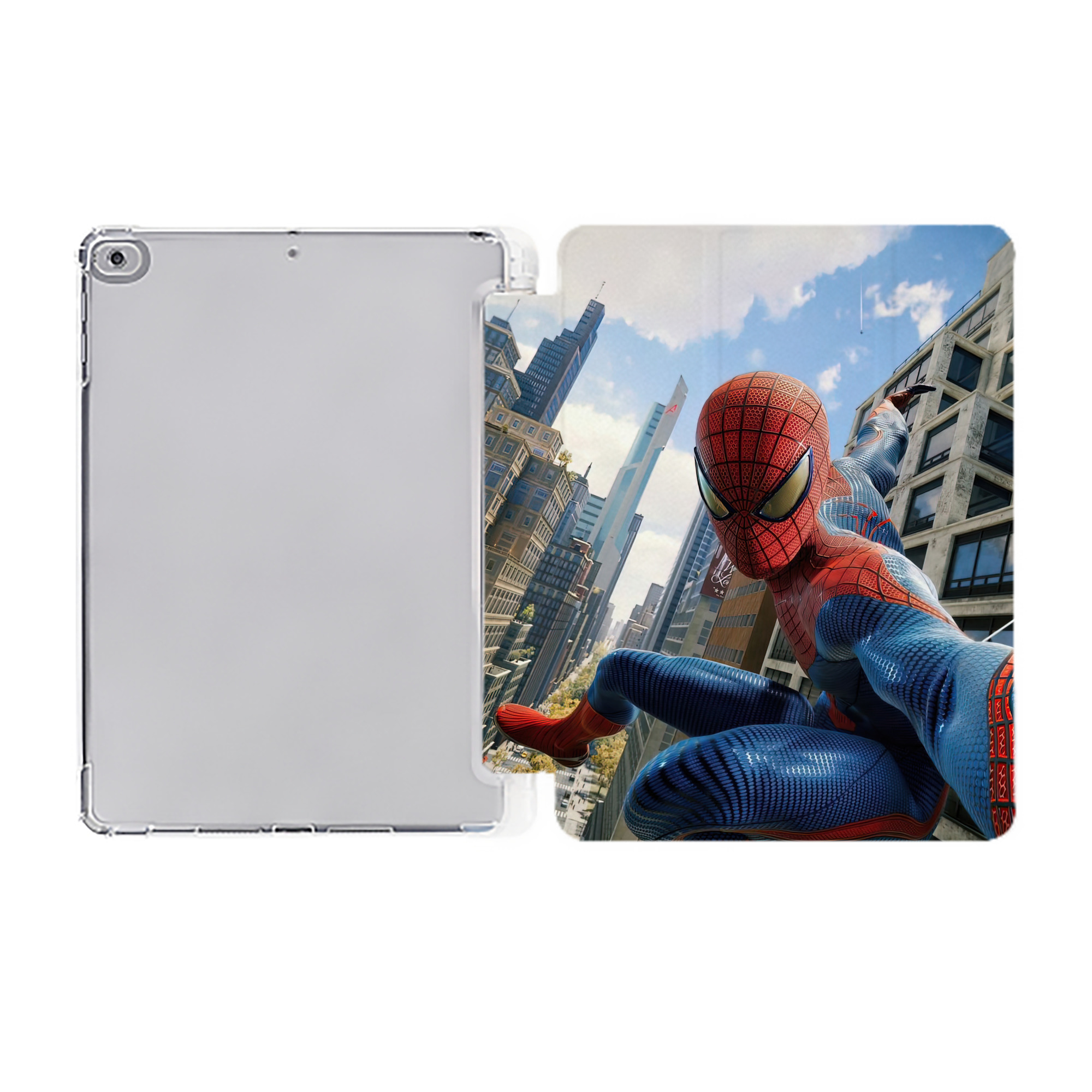 （画像用） Spider Man スパイダーマン IPad ケース ペン収納付き 三つ折りスタンド PUレザー×シリコン 対応機種9.5/10.5/10.9インチ